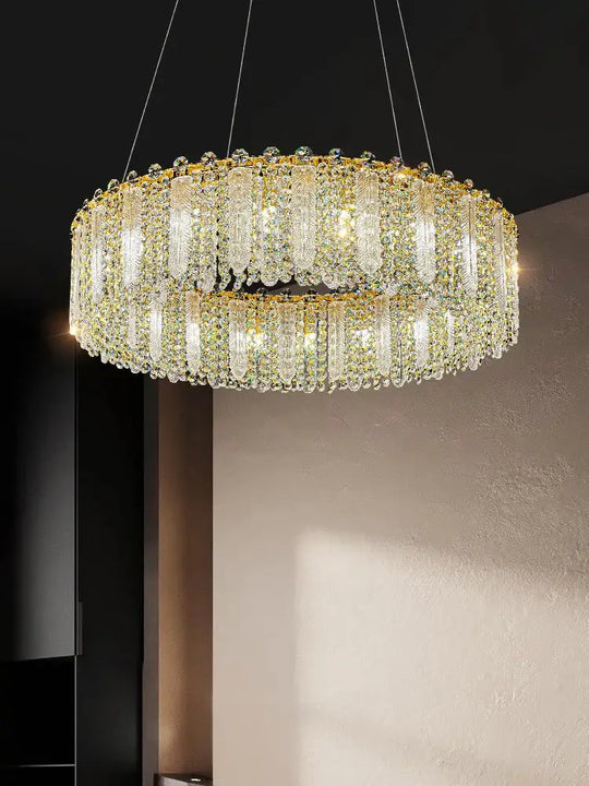 Elegant Feather Crystal Chandelier - A Light Luxury Masterpiece for Bedrooms, Living Rooms, Restaurants, and Villas - DecorGlobe