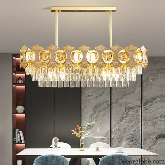 Elegant Golden Crystal Chandelier - Perfect for Master Bedrooms, Living Rooms, and Dining Rooms, Creating an Atmosphere of Simplicity and Light Luxury - DecorGlobe