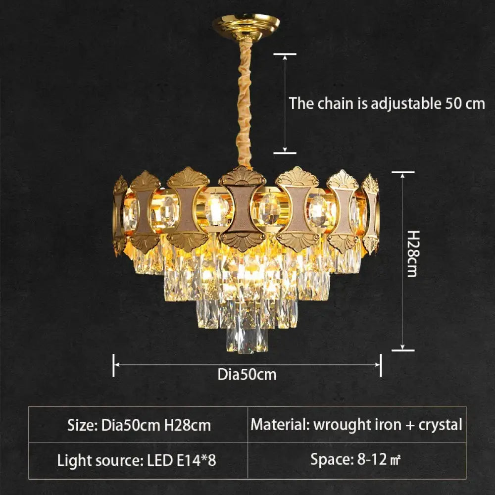 Elegant Golden Crystal Chandelier - Perfect for Master Bedrooms, Living Rooms, and Dining Rooms, Creating an Atmosphere of Simplicity and Light Luxury - DecorGlobe