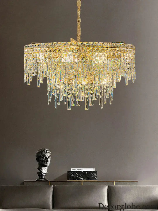 Elegant Golden Round Chandelier - A Creative New Design for Living Rooms, Dining Rooms, and More - DecorGlobe