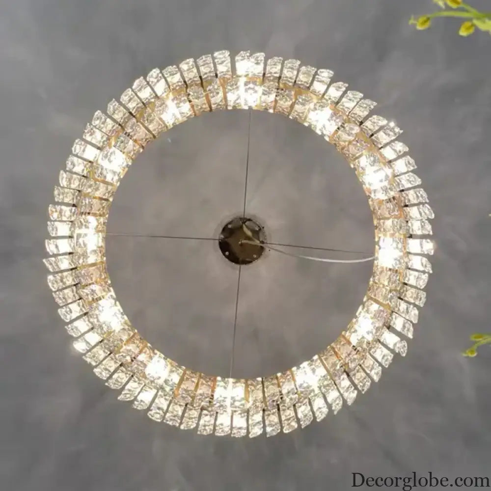 Elegant LED E14 Postmodern Gold Chandelier - A Ring Tassel Crystal Fixture for Dining Rooms, Adding Luminescent Luxury - DecorGlobe