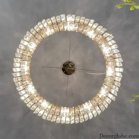 Elegant LED E14 Postmodern Gold Chandelier - A Ring Tassel Crystal Fixture for Dining Rooms, Adding Luminescent Luxury - DecorGlobe