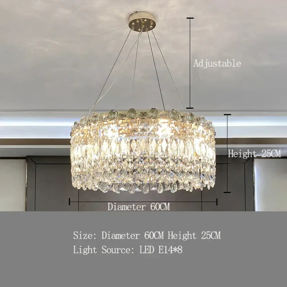 Elegant LED E14 Postmodern Gold Chandelier - A Ring Tassel Crystal Fixture for Dining Rooms, Adding Luminescent Luxury - DecorGlobe