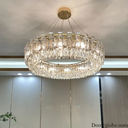 Elegant LED Transparent Crystal Chandelier - A Modern Light Luxury Fixture for Living Room Decor - DecorGlobe