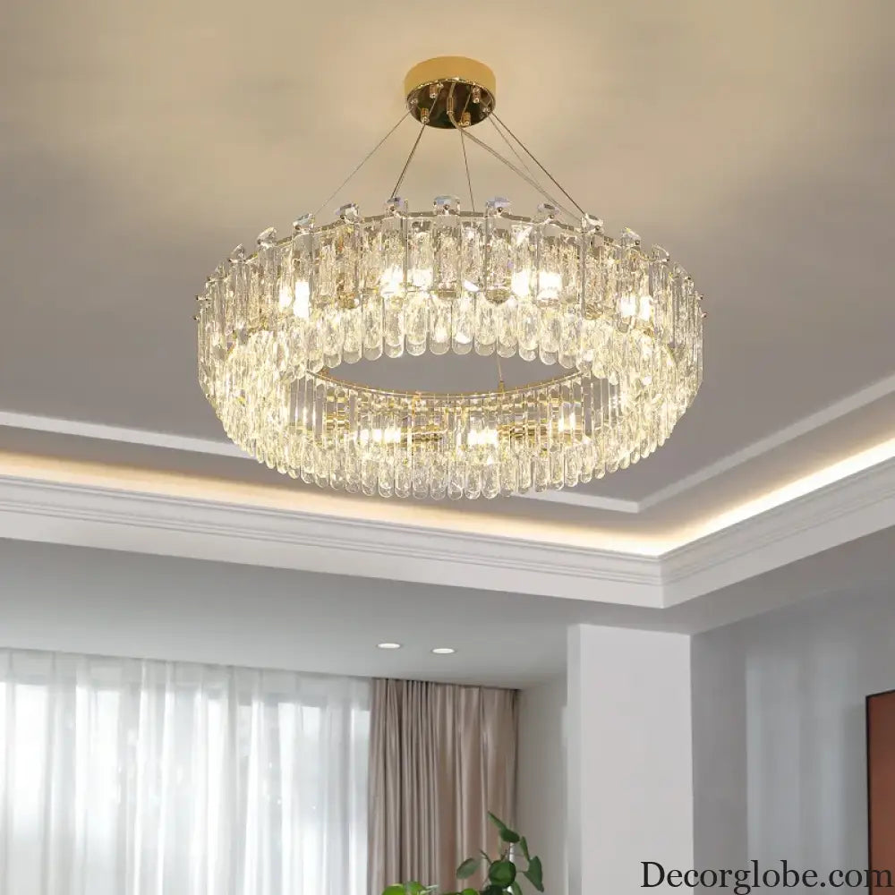 Elegant LED Transparent Crystal Chandelier - A Modern Light Luxury Fixture for Living Room Decor - DecorGlobe