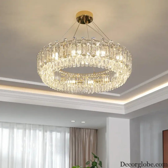 Elegant LED Transparent Crystal Chandelier - A Modern Light Luxury Fixture for Living Room Decor - DecorGlobe