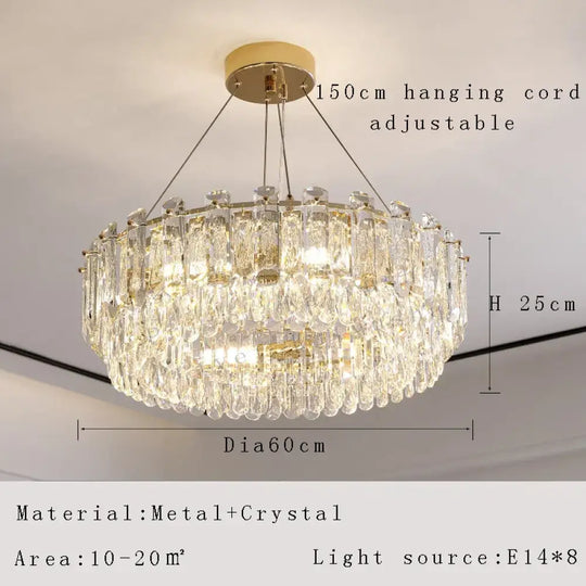 Elegant LED Transparent Crystal Chandelier - A Modern Light Luxury Fixture for Living Room Decor - DecorGlobe