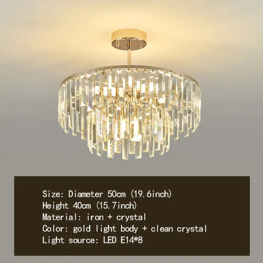 Elegant Modern Crystal Gold Chandelier - Round Smoked Gray Crystal Design - Perfect for Luxury Living Rooms and Bedrooms - DecorGlobe