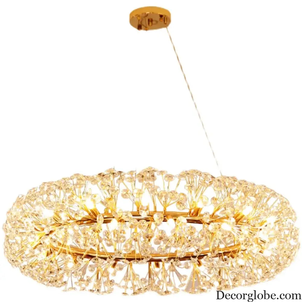 Elegant Modern Gold K9 Crystal Hanging Chandelier - A Luxury LED Fixture for Living and Dining Spaces - DecorGlobe