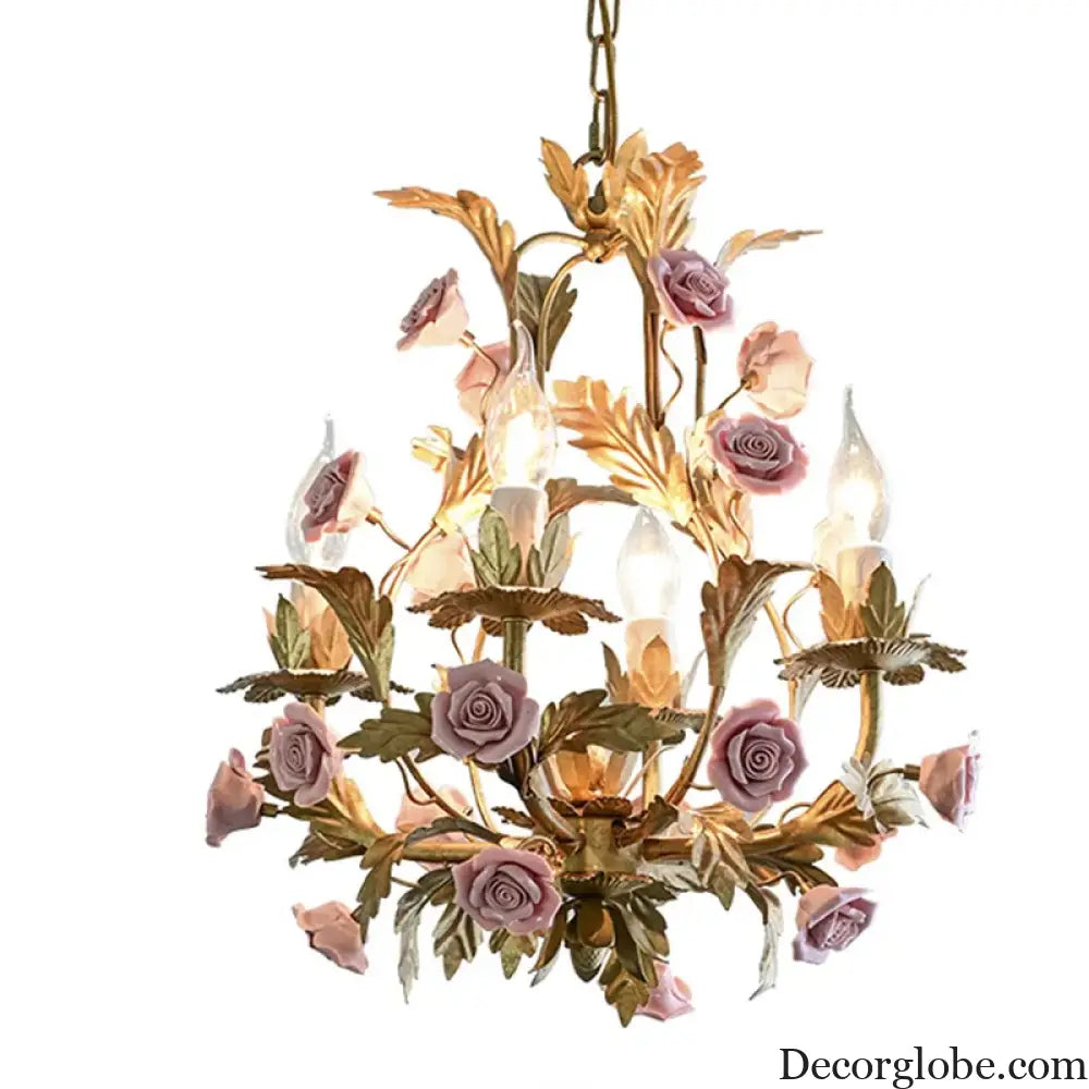 Elegant Nordic Rose Copper Chandelier - LED Illumination for Luxury Living - DecorGlobe