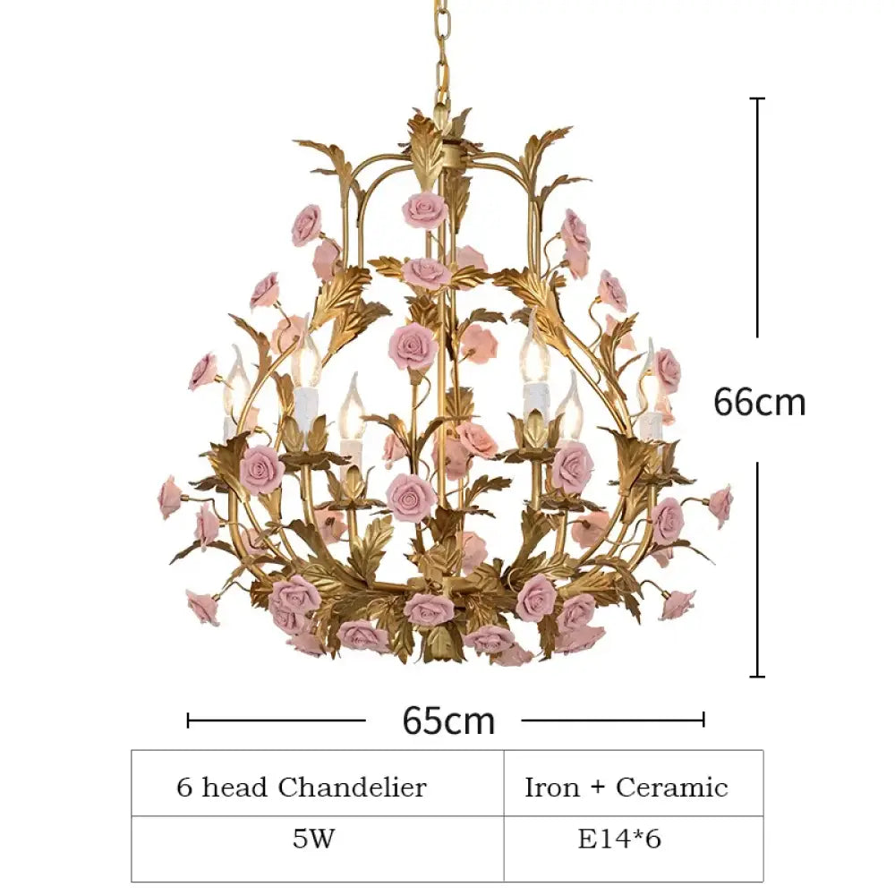 Elegant Nordic Rose Copper Chandelier - LED Illumination for Luxury Living - DecorGlobe