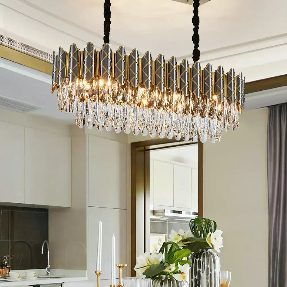 Elegant Post-Modern Black Crystal Chandelier - A Simple Atmosphere Fixture for Living Rooms, Bedrooms, and Dining Spaces - DecorGlobe