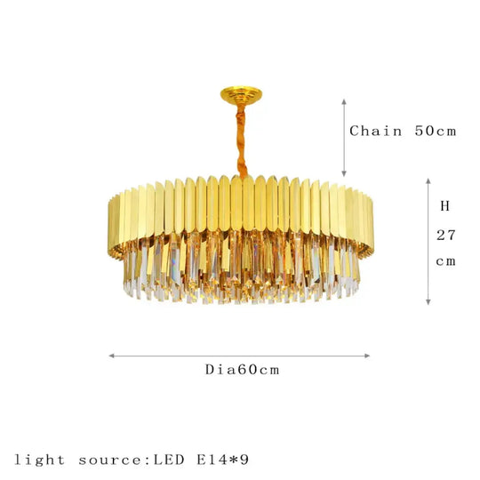 Elegant Post-Modern Crystal Chandelier - Stainless Steel Golden Round Lighting for Living Rooms, Dining Rooms, and Bedrooms - DecorGlobe