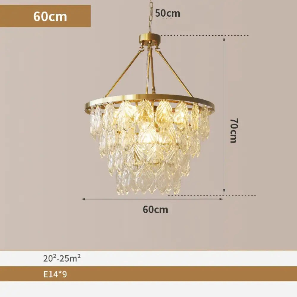 Elegant Round Water Drop Golden Chandelier - A Postmodern Light Luxury Fixture for Living Rooms, Bedrooms, and Dining Spaces - DecorGlobe