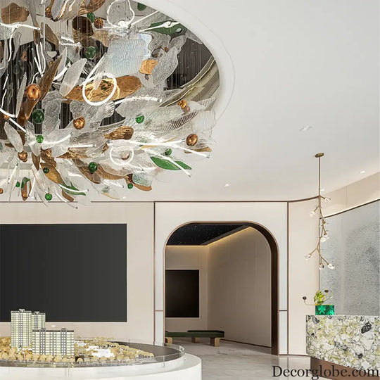 Elisabetta Custom Build Glass Leaves Chandelier Chandelier