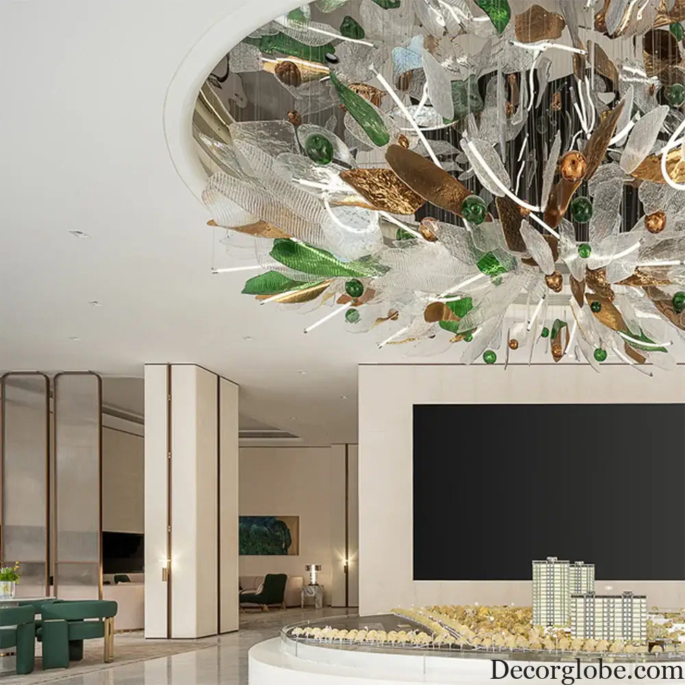 Elisabetta Custom Build Glass Leaves Chandelier Chandelier