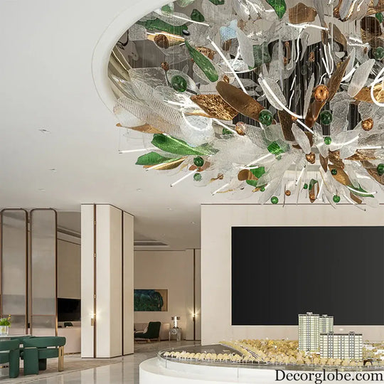 Elisabetta Custom Build Glass Leaves Chandelier Chandelier