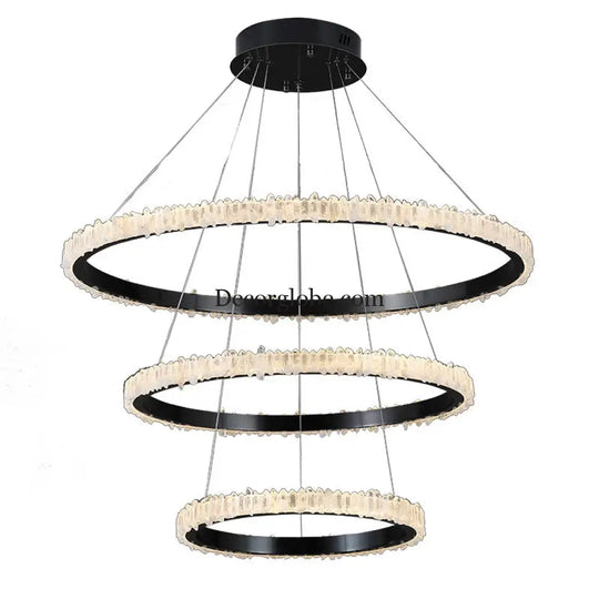 Ellie Modern Black Stainless Steel Natural Crystal Chandelier Chandelier