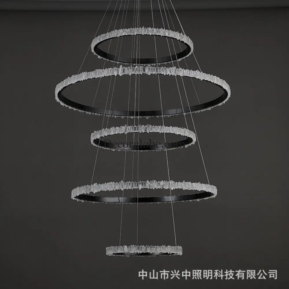 Ellie Modern Black Stainless Steel Natural Crystal Chandelier Chandelier