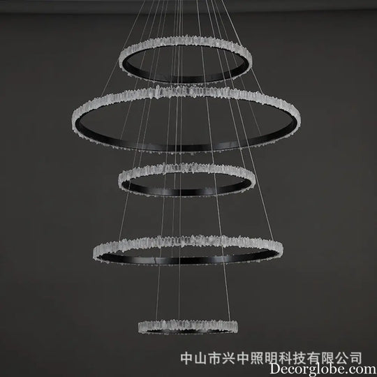 Ellie Modern Black Stainless Steel Natural Crystal Chandelier Chandelier