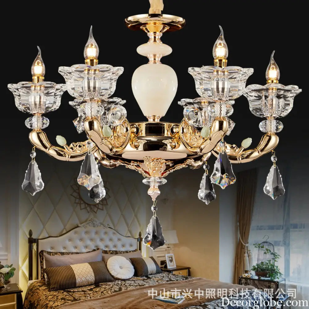 European-style copper crystal living room chandelier French restaurant Home luxury villa hotel bedroom room lighting