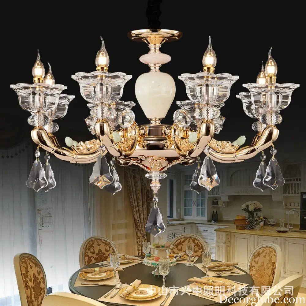 European-style copper crystal living room chandelier French restaurant Home luxury villa hotel bedroom room lighting