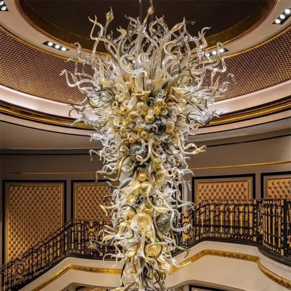 ELVION Hand-Blown Glass Luxury Art Pendant Chandelier W80xH180cm chandelier