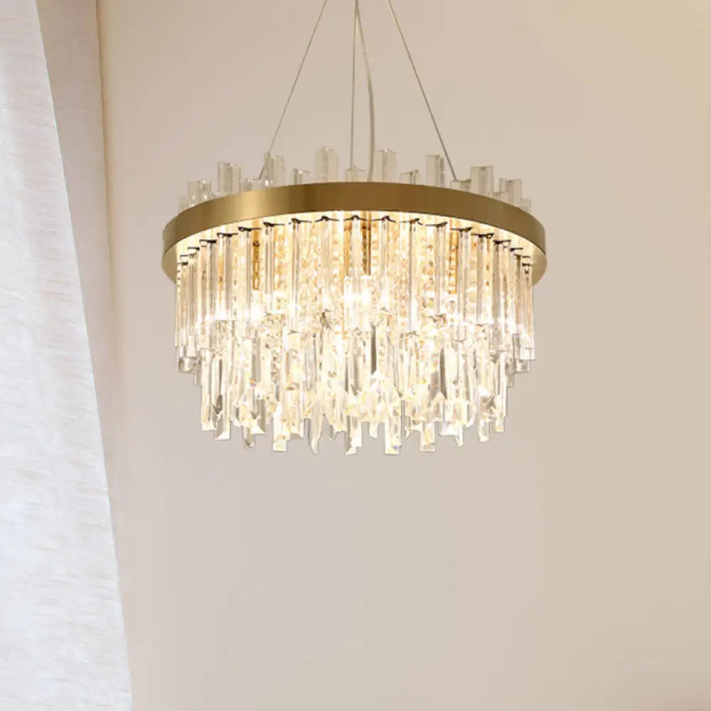 Embrace Modern Elegance with the Faceted Crystal Cylinder Chandelier - DecorGlobe
