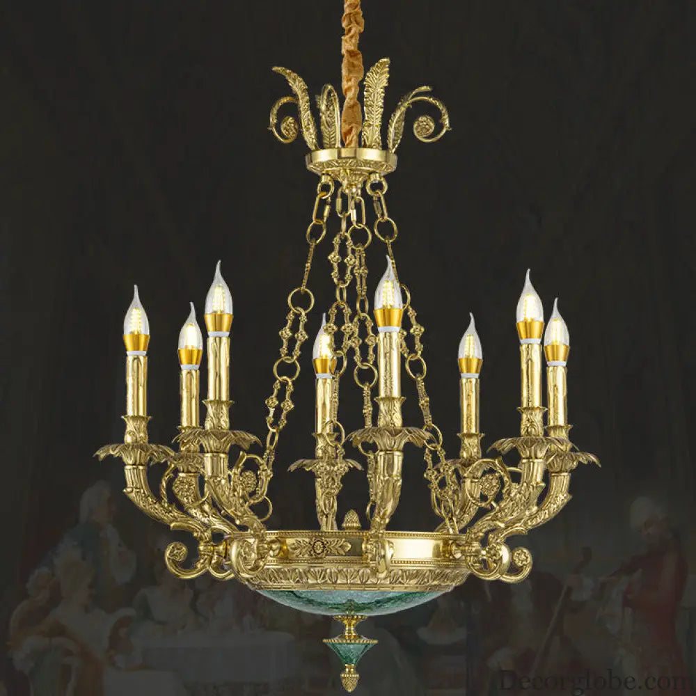 Emilia French Retro Copper Crystal Villa Chandelier Chandelier