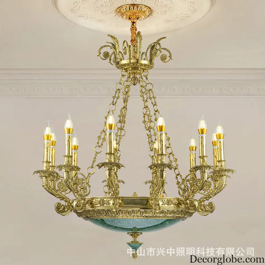 Emilia French Retro Copper Crystal Villa Chandelier Chandelier