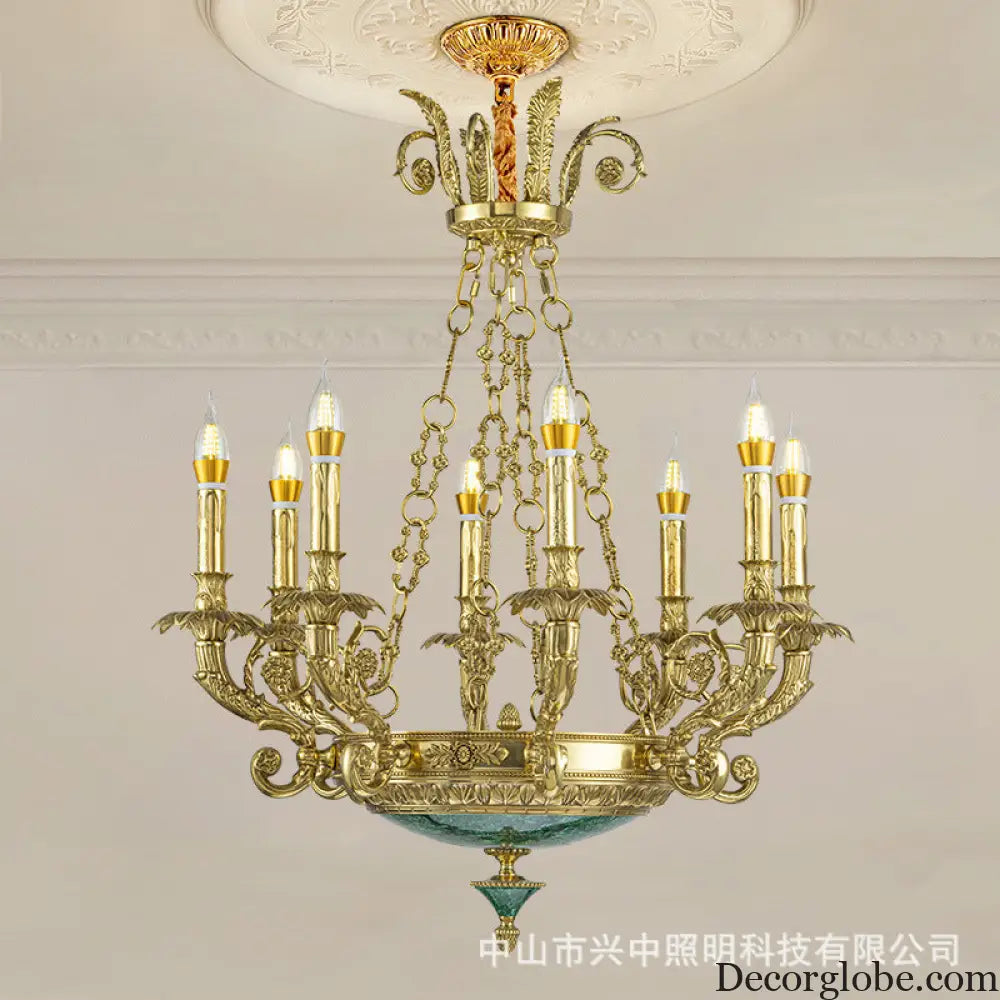 Emilia French Retro Copper Crystal Villa Chandelier Chandelier