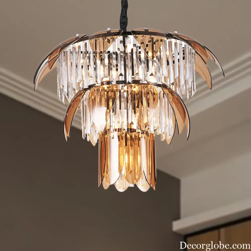Evelyn's Enchanting Crystal Chandelier: Light Up Your Living Room in Style - DecorGlobe