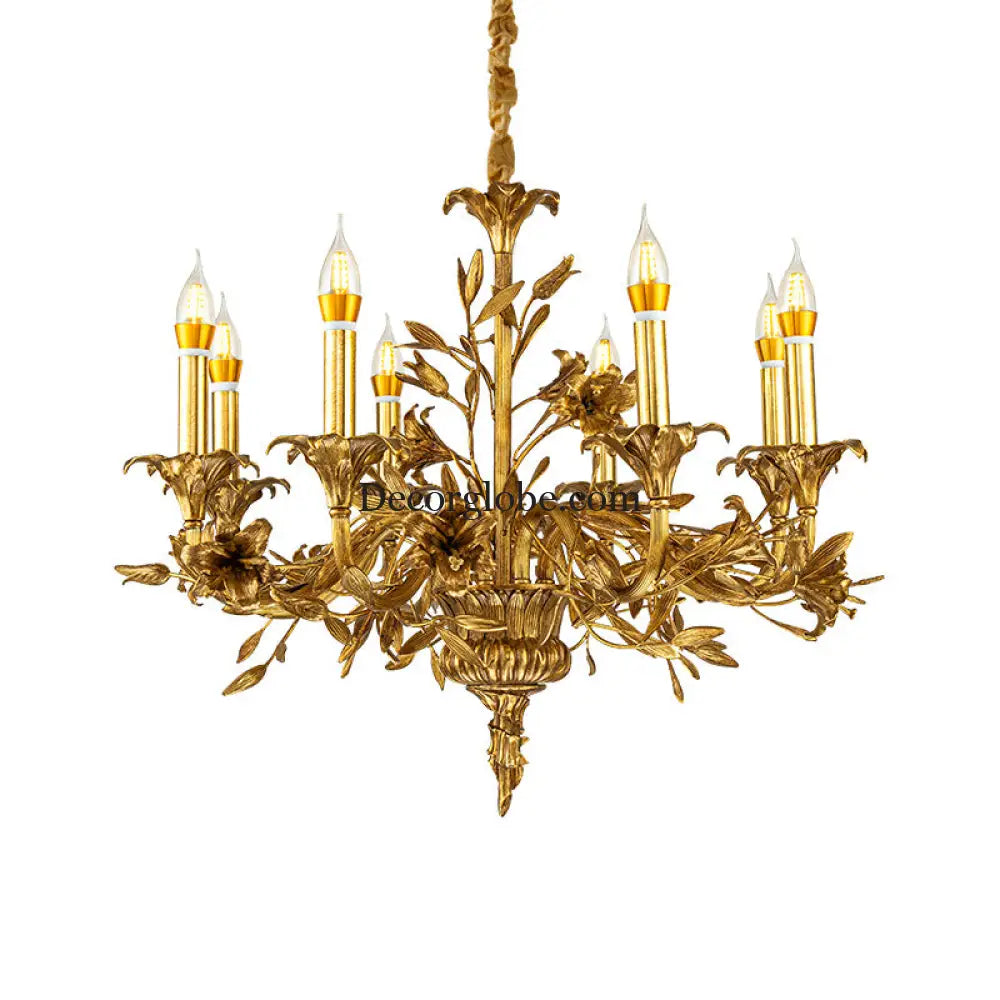 European Baroque Crystal Copper Branch Chandelier