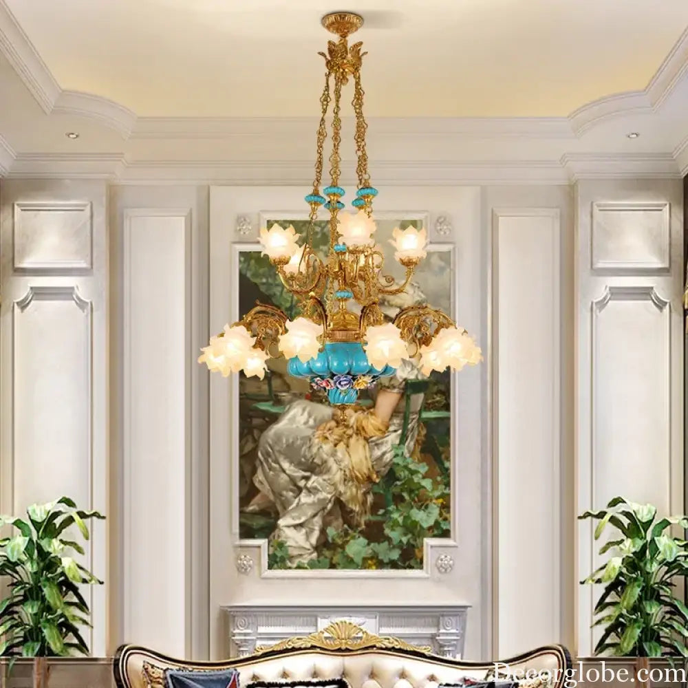 CÉLORIN European Copper & Ceramic Grand Chandelier Chandelier