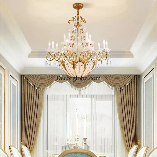 European Crystal Candle Brass Chandelier Chandelier