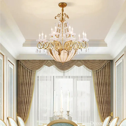 European Crystal Candle Brass Chandelier Chandelier