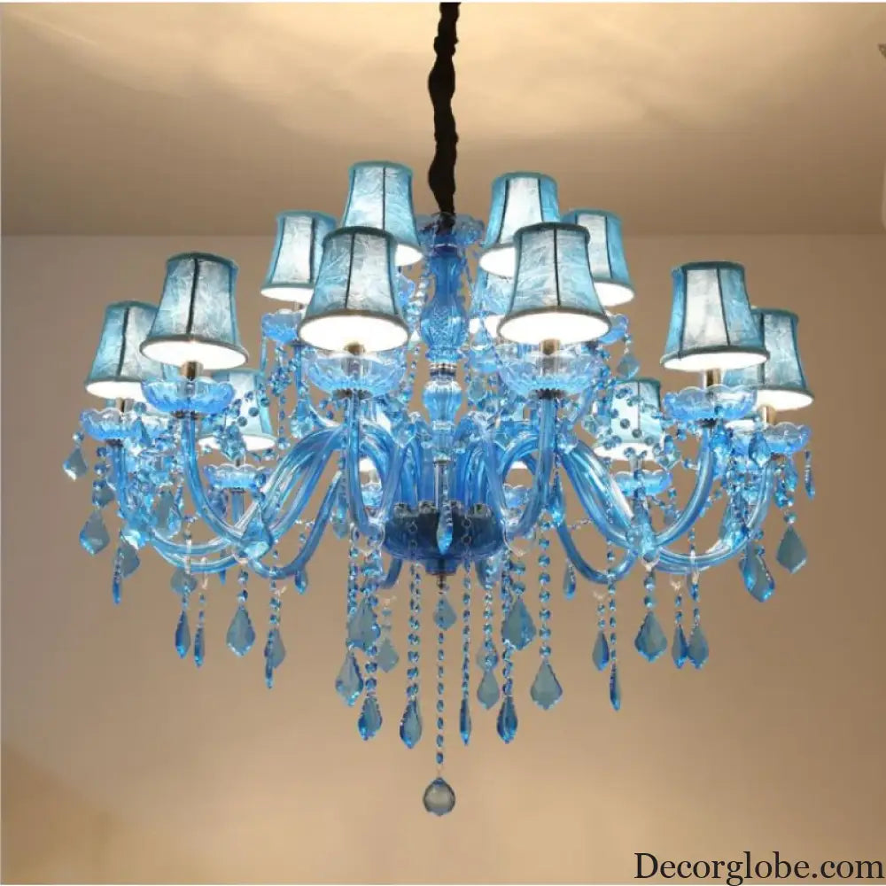 European Mediterranean Blue Crystal Chandelier Cafe KTV Cafe Club Colored Chandelier Chandeliers