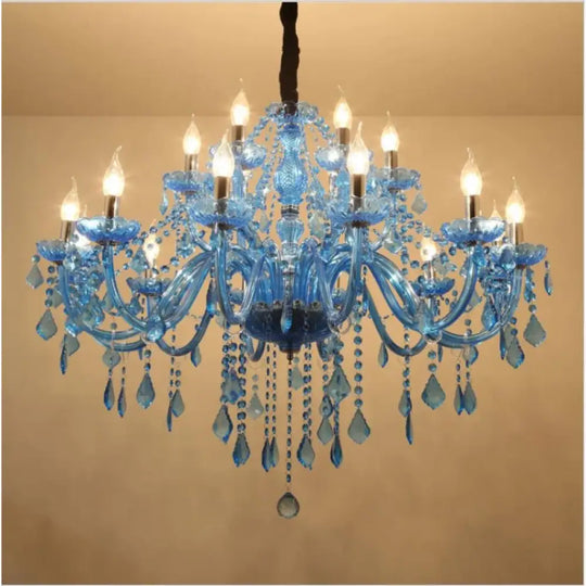 European Mediterranean Blue Crystal Chandelier Cafe KTV Cafe Club Colored Chandelier Chandeliers