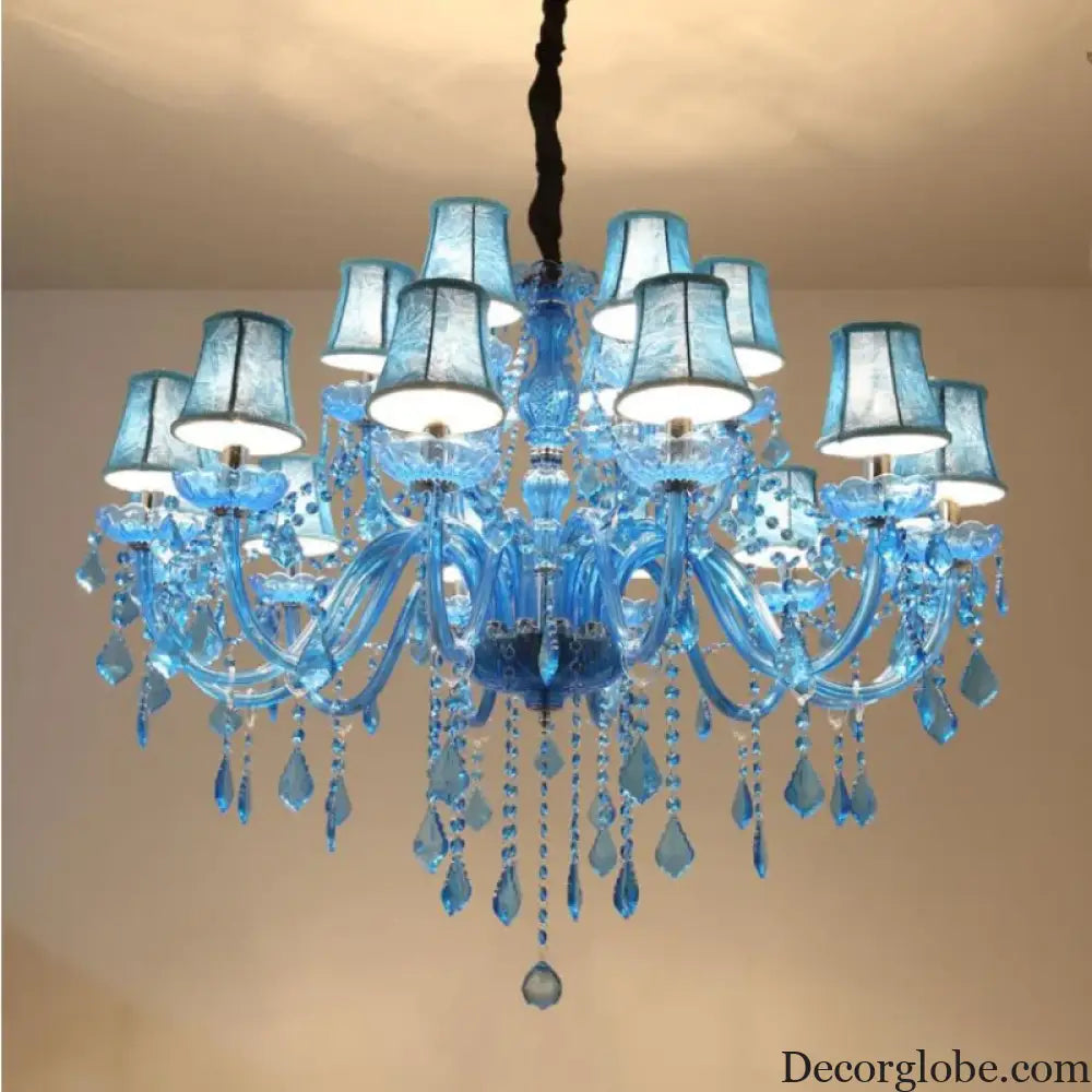 European Mediterranean Blue Crystal Chandelier Cafe KTV Cafe Club Colored Chandelier Chandeliers