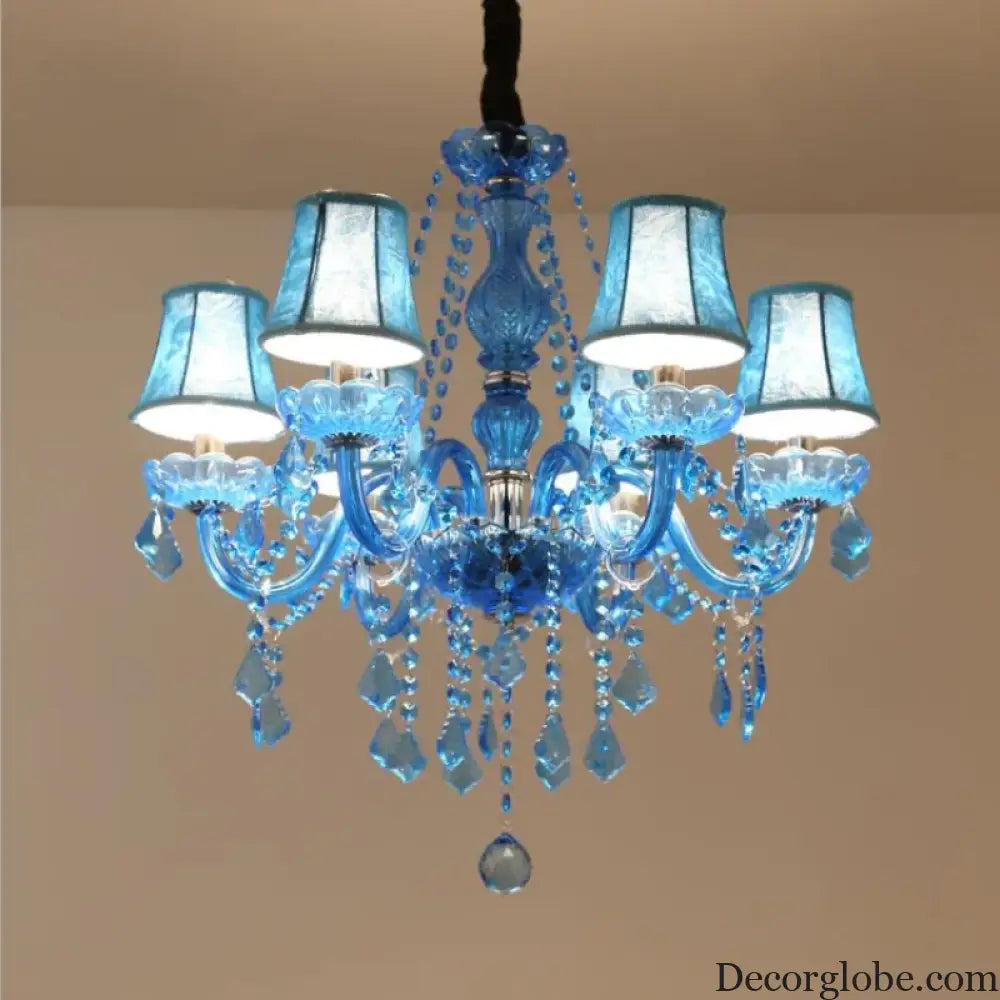 European Mediterranean Blue Crystal Chandelier Cafe KTV Cafe Club Colored Chandelier Chandeliers