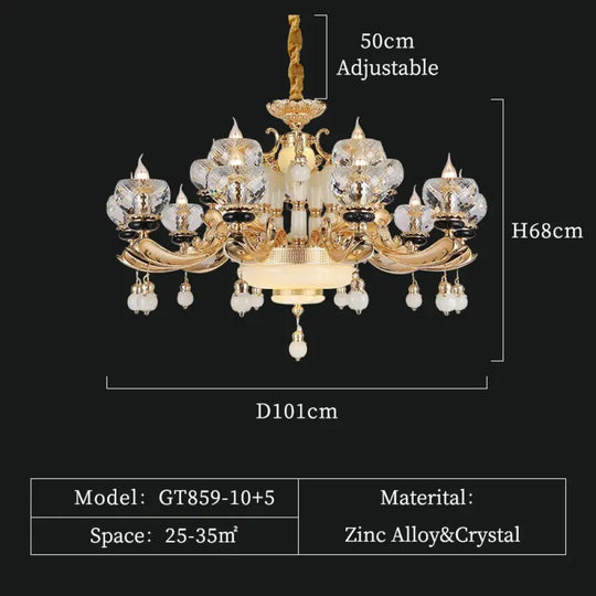 RÉGALIA European Rococo Marble & Crystal Chandelier 15 lights D101 H68cm Chandelier