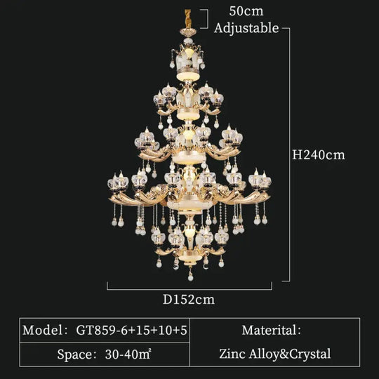 RÉGALIA European Rococo Marble & Crystal Chandelier 36lights D152 H240cm Chandelier