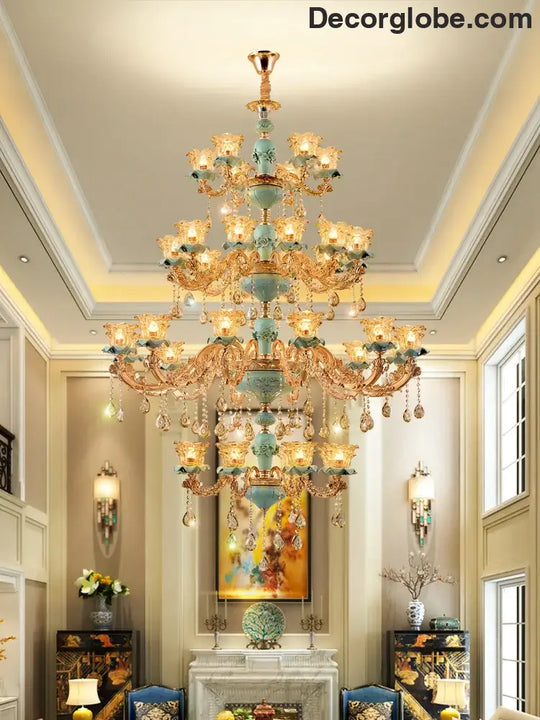 European-Style Duplex Building Chandelier - Elegance for Living Rooms, Hotels, and Ceramic Staircases - DecorGlobe