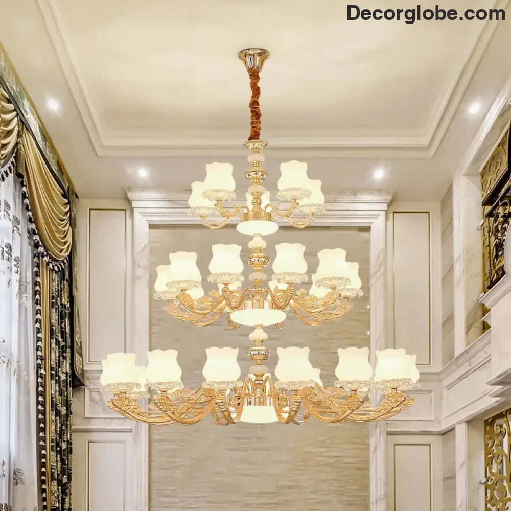 European Style Duplex Building Chandelier - Simple Elegance for Large Living Rooms, Hallways, and Staircases - DecorGlobe