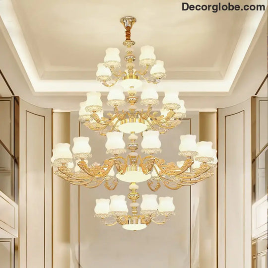 European Style Duplex Building Chandelier - Simple Elegance for Large Living Rooms, Hallways, and Staircases - DecorGlobe