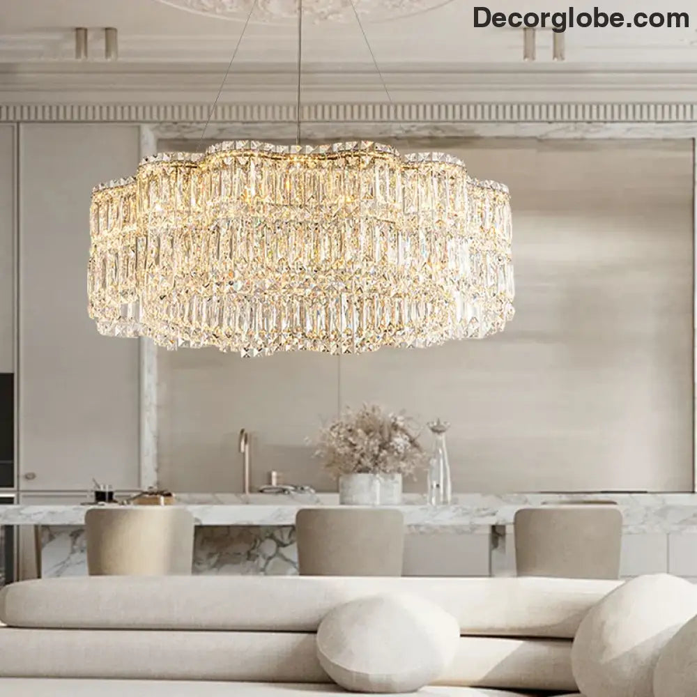 Flower Wave Crystal Luxury Ceiling Chandeliers - Modern LED Lustre Hanging Lamps for Dining Room - DecorGlobe