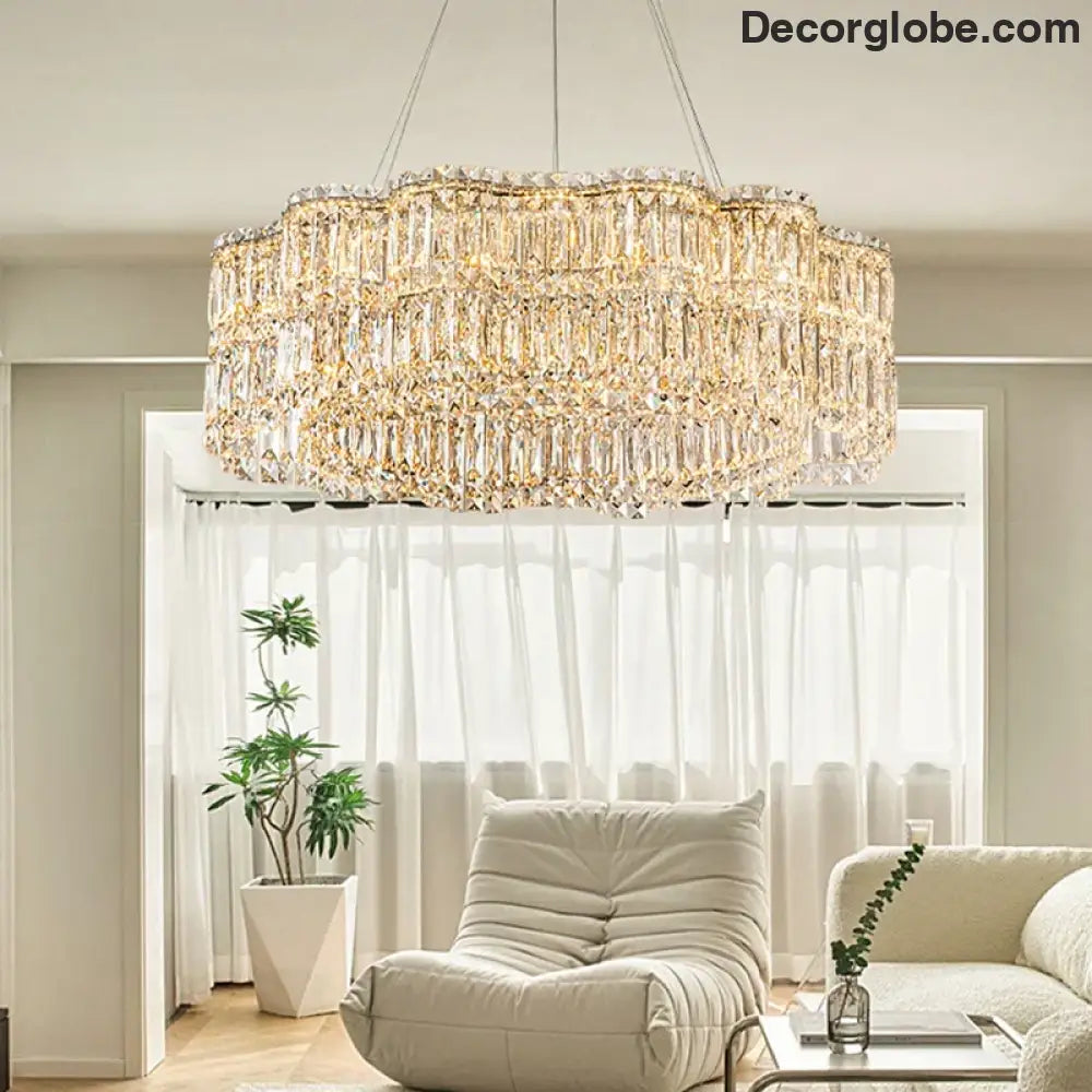 Flower Wave Crystal Luxury Ceiling Chandeliers - Modern LED Lustre Hanging Lamps for Dining Room - DecorGlobe