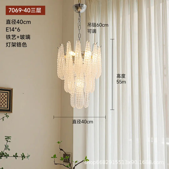 Villa duplex building light luxury crystal glass chandelier empty staircase lamp American retro living room dining room