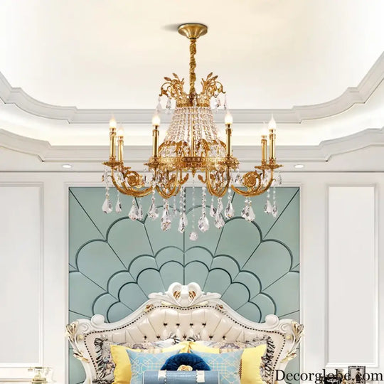 French Crystal Bronze Flush Mount Chandelier Chandeliers