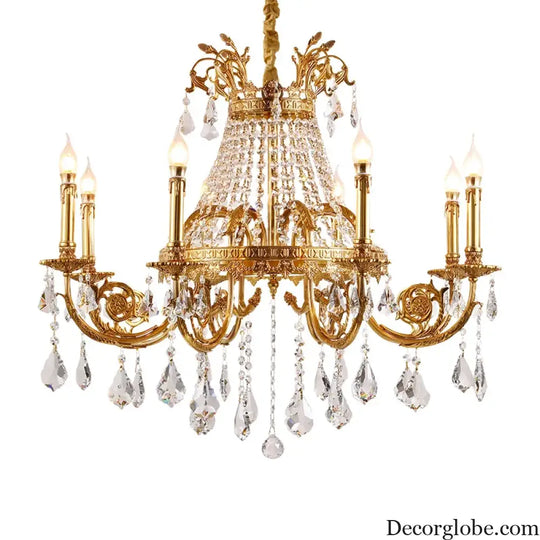 French Crystal Bronze Flush Mount Chandelier Chandeliers